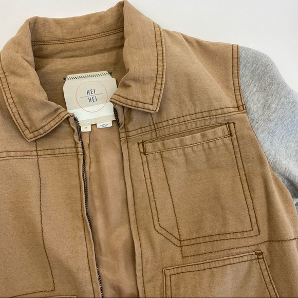 Anthropologie Hei Hei Excursion Bomber Jacket: Tan - Picture 10 of 13